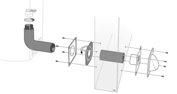 Uteluftsanslutning braskamin Ø67 Tillval frilagd