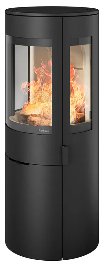 Origo med sidoglas Braskaminer frilagd