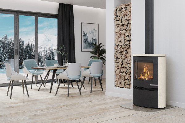 TermaTech TT22HS-WH PORTO WHITE, sandsten Braskaminer miljöbild
